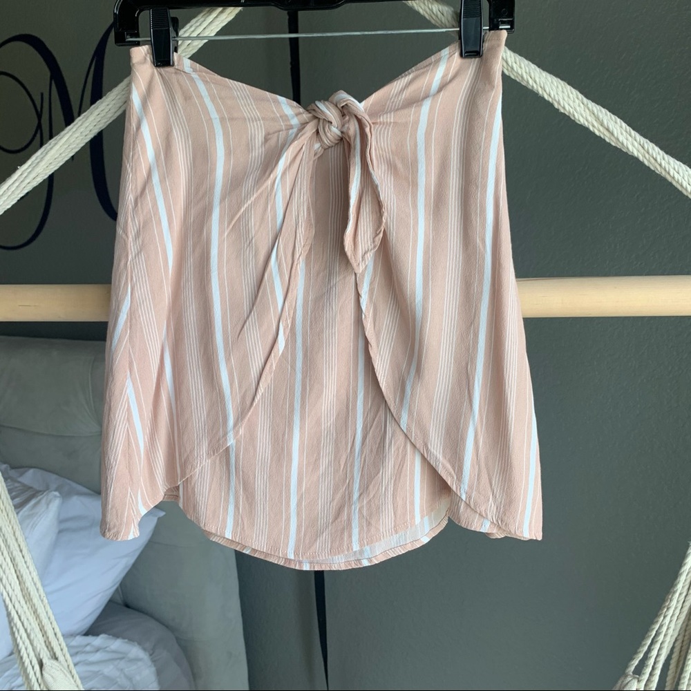 Sage Peach and White Striped Mini Skirt size M